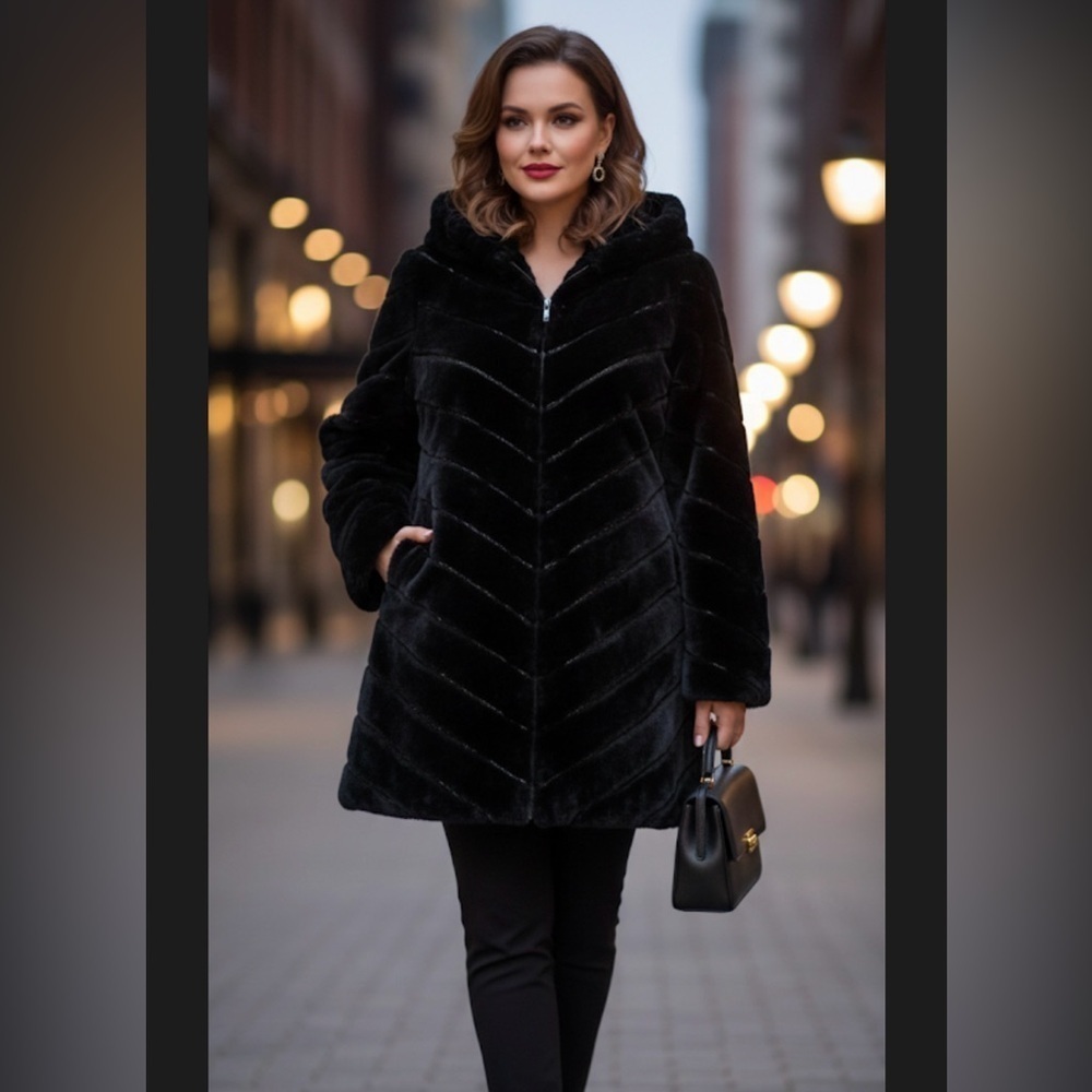 Dennis Basso Black Puffer Jacket with Hood